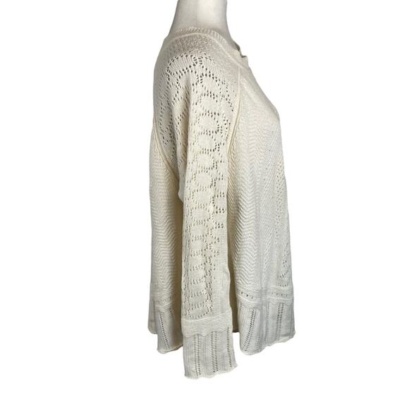 Anthropologie Angel of the North Nulia Circle Hem Poncho Sweater Cream Small - Picture 4 of 10